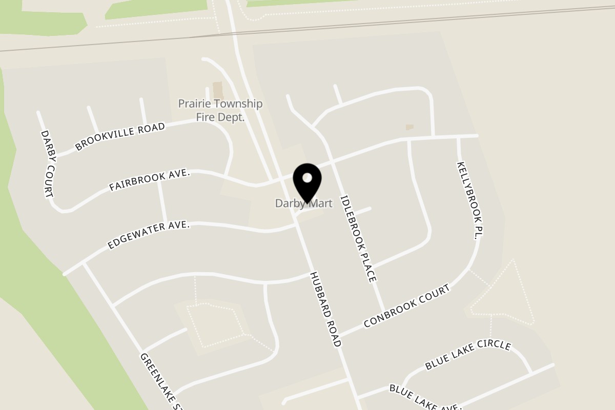 Map showing the location of Pizza Corner on 338 Hubbard Rd in Galloway